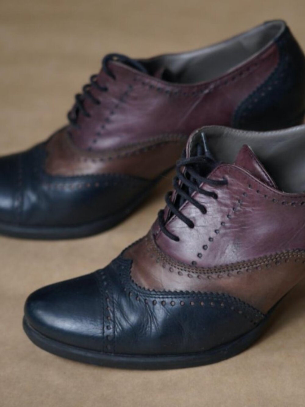 Leather shoes on platform